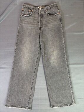 Levi’s Ribcage Straight Ankle Jeans Women’s 27 Black Gray High Rise Denim